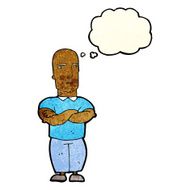cartoon annoyed bald man with thought bubble N3