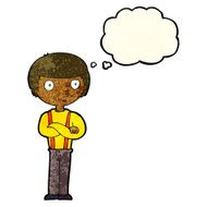 cartoon staring boy with thought bubble N6