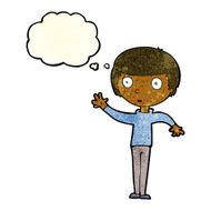 cartoon staring boy with thought bubble N7