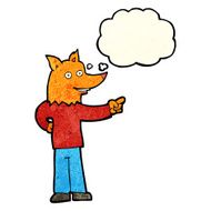 cartoon fox man pointing with thought bubble N4