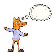 cartoon fox man with thought bubble N15