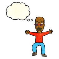 cartoon old man waving arms with thought bubble N3