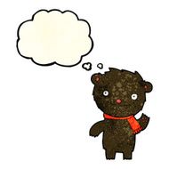 cartoon cute black bear with thought bubble N16