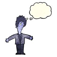 cartoon vampire man with thought bubble N30