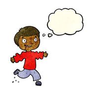 cartoon excited boy with thought bubble N32