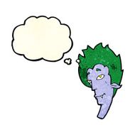 cartoon vampire head with thought bubble N11