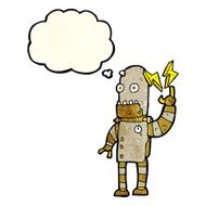 cartoon old robot with thought bubble N3