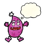 cartoon funny creature with thought bubble N10