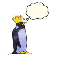 cartoon emperor penguin with thought bubble