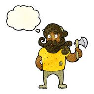 cartoon lumberjack with axe thought bubble N3