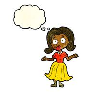 cartoon confused girl with thought bubble N3