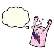 cartoon soda can character with thought bubble N3