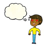 cartoon man in love with thought bubble N3