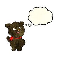 cartoon cute black bear cub with thought bubble N7