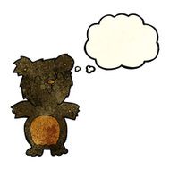 cartoon cute black bear cub with thought bubble N9