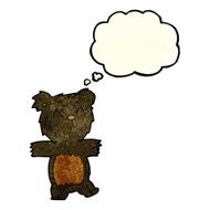 cartoon cute black bear cub with thought bubble N10