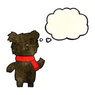 cartoon cute black bear cub with thought bubble N11