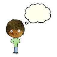 cartoon whistling boy with thought bubble N3