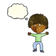 cartoon suspicious man with thought bubble N12