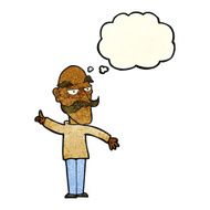 cartoon old man telling story with thought bubble N3
