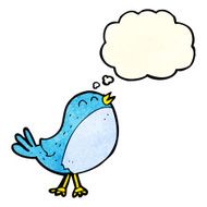 cartoon singing bird with thought bubble N3