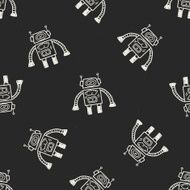 Doodle Robot seamless pattern background N4
