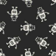 Doodle Robot seamless pattern background N9