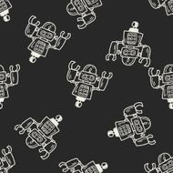Doodle Robot seamless pattern background N10