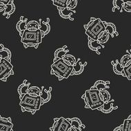 Doodle Robot seamless pattern background N12