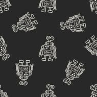 Doodle Robot seamless pattern background N13