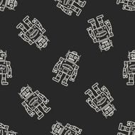 Doodle Robot seamless pattern background N14