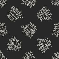 Doodle Robot seamless pattern background N15