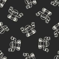 Doodle Robot seamless pattern background N16