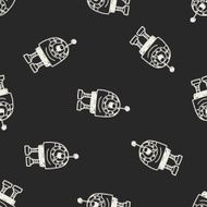 Doodle Robot seamless pattern background N17