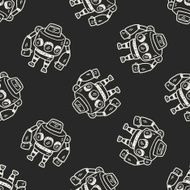 Doodle Robot seamless pattern background N19