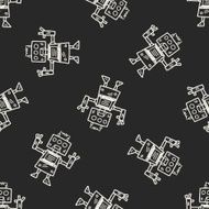 Doodle Robot seamless pattern background N20