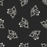 Doodle Robot seamless pattern background N22