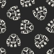Doodle Robot seamless pattern background N24