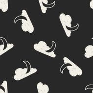 moon and cloud doodle drawing seamless pattern background