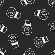 money bag doodle drawing seamless pattern background N3