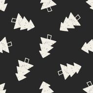 Christmas tree doodle drawing seamless pattern background N3