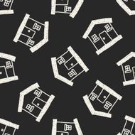 house doodle drawing seamless pattern background