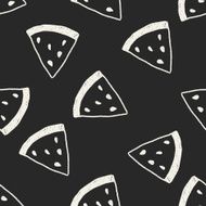 watermelon doodle drawing seamless pattern background