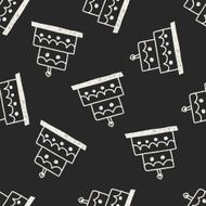 birthday cake doodle drawing seamless pattern background