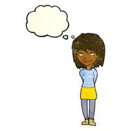 cartoon happy woman with thought bubble N57