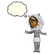 cartoon woman wearing astronaut helmet with thought bubble N3