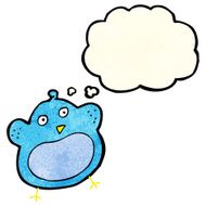 cartoon fat bird with thought bubble N11