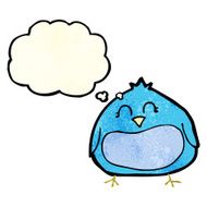cartoon fat bird with thought bubble N12