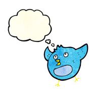 cartoon happy bird with thought bubble N8
