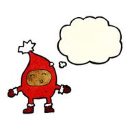 cartoon funny christmas character with thought bubble N2